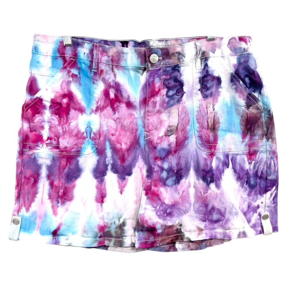 Gloria Vanderbilt Plus Sz‎ 18 Denim Shorts Handmade Tie Dye Purple Pink Blue 944